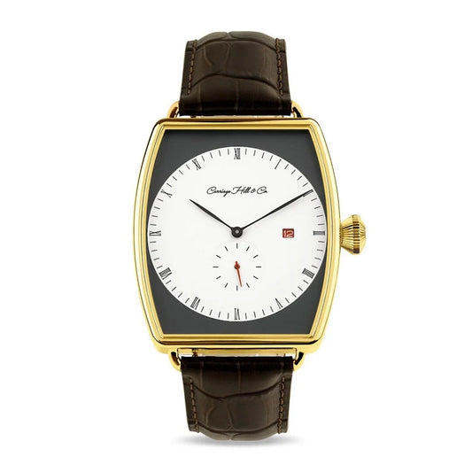 AW02 - Elegant CarriagehillandCo Watch - Brown Leather Strap with Classic Design Wristwatch for Women